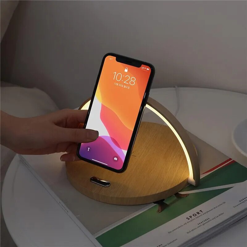 Wireless Charger Pad Stand with LED Desk Table Lamp