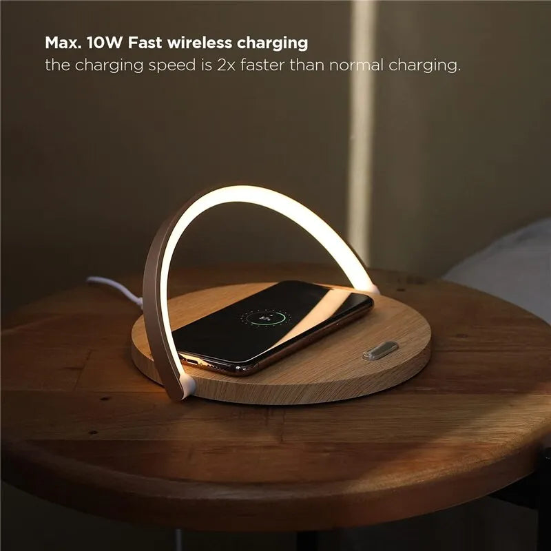 Wireless Charger Pad Stand with LED Desk Table Lamp