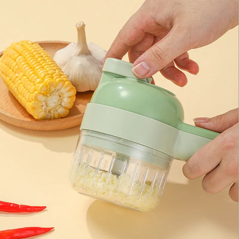 Handheld Electric Garlic Press and Vegetable Cutter Set