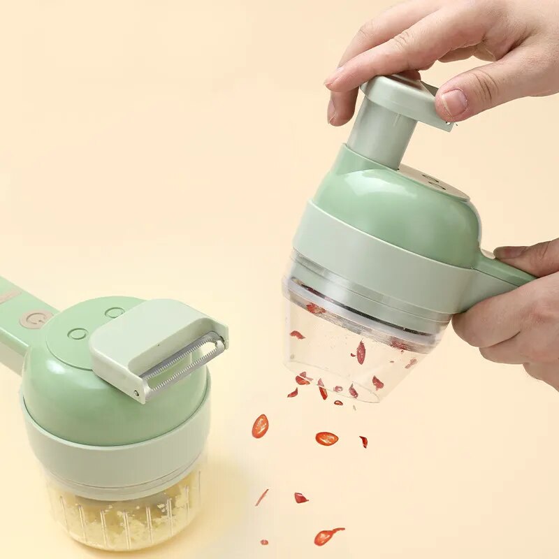 Handheld Electric Garlic Press and Vegetable Cutter Set