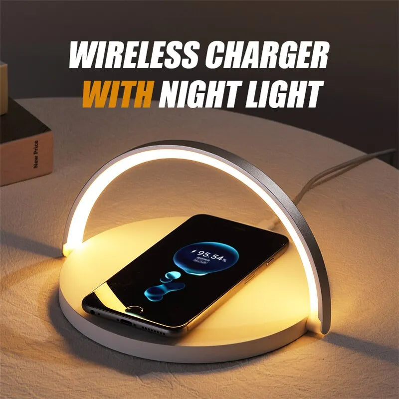 Wireless Charger Pad Stand with LED Desk Table Lamp